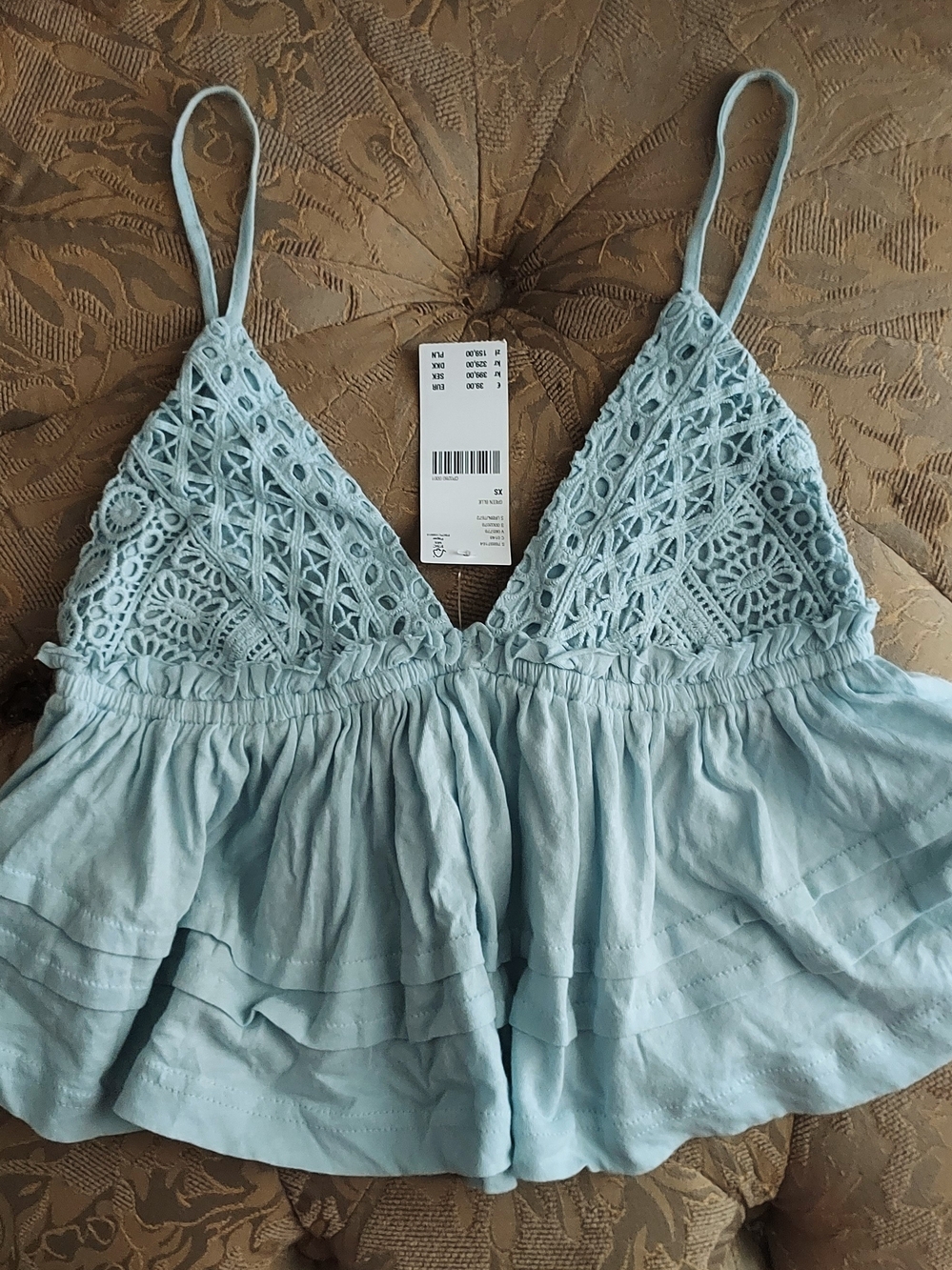 Urban outfitters Camisole Tank Top Women’s XS Blue Crochet Babydoll Y2K